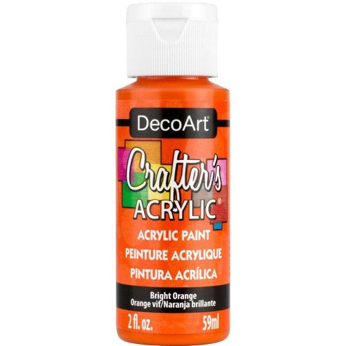 Bright orange 2oz acrylic paint for versatile crafting on various surfaces with smooth application and full coverage.