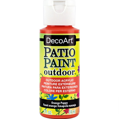 Vibrant Orange Poppy Patio Acrylic Paint for outdoor projects, perfect for wood, concrete, and garden decor.