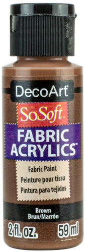 Decoart Sosoft Fabric Paint in rich Brown, perfect for creating vibrant, soft designs on fabric and canvas projects.