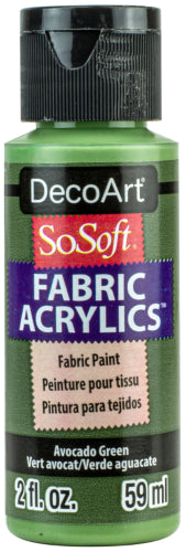 Avocado Green SoSoft Fabric Paint in 59ml for vibrant, durable, and machine-washable fabric projects.