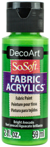 Decoart Sosoft Fabric Paint in Avocado, 59ml, ideal for soft, durable designs on fabric and crafts, machine washable.