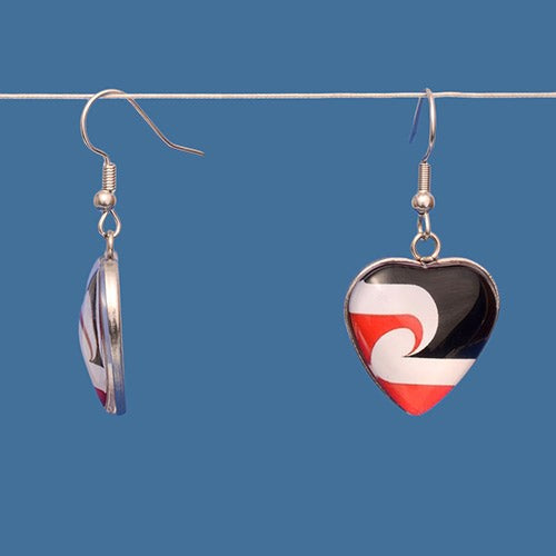 Tino Rangatiratanga flag Resin Heart Drop Earrings