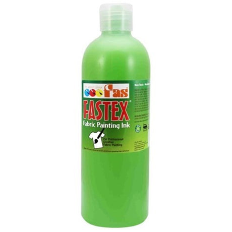 Fas Textile Ink 500ml in vibrant green, safe, water-based fabric paint for versatile, high-quality textile art projects.