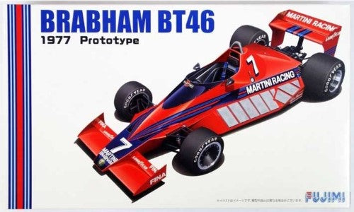 Detailed 1/20 scale model kit of the 1977 Brabham BT46, perfect for F1 enthusiasts and collectors.