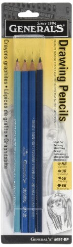 General's Drawing Pencils Set featuring HB, 3B, 5B, 8B, and BP pencils, ideal for artists with a Manga/Anime lesson included.