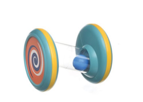Vibrant sensory toy spinning tubes for tummy time, promoting motor skills and visual stimulation for infants and toddlers.