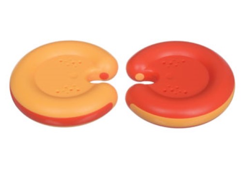 Colorful interlocking discs for infants that encourage tummy time play and development with captivating sounds and magical movements.