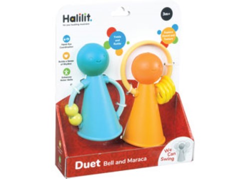 Colorful musical toys designed for babies and toddlers, promoting sensory development through jingling and rattling sounds.