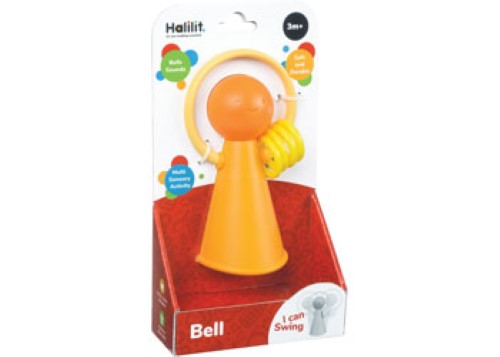 Halilit Bell for babies, easy to hold, creates captivating jingles for sensory exploration and musical fun. Suitable for 3+ months.