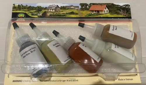 Hornby Earth Undercoat Paint 20ml for realistic model railway landscapes, ensuring smooth application on various surfaces.