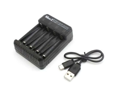 Kyosho USB AA/AAA Charger2 for efficient charging of NiMH and NiCd batteries with smart technology and LED indicators.