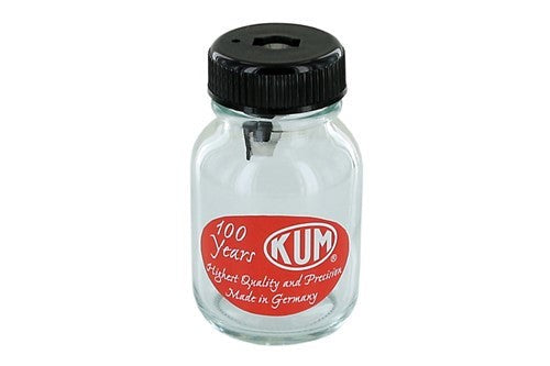 Elegant KUM Glass M1 Pencil Sharpener with magnesium and steel for precise sharpening of 8mm pencils; stylish and ergonomic.