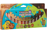 Vibrant 12-pack of water-soluble paint sticks for kids, easily twisting up for mess-free creativity on various surfaces.