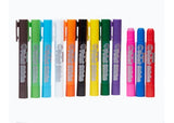 Colorful 12-pack face paint sticks for kids, easy twist-up application, mess-free fun, with included how-to design booklet.