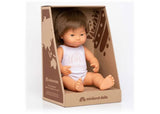 Caucasian boy doll with Down Syndrome, 38cm, promotes inclusivity, empathy, and imagination in play for children 10 months and up.