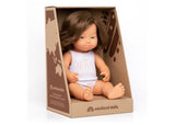 Caucasian girl doll with Down syndrome, 38cm, promoting empathy, diversity, and inclusion through engaging play.