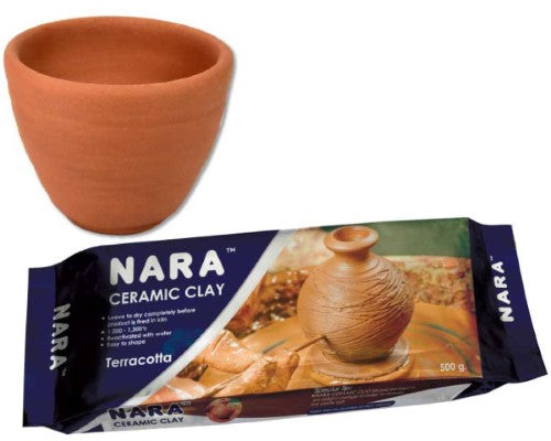 Nara Ceramic Clay 500g in terracotta, a versatile, fast-drying modeling material for artists and crafters.