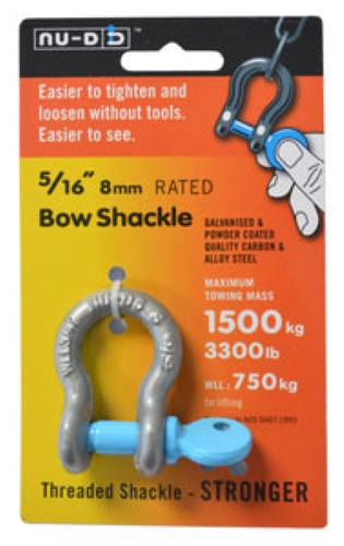 Nu-D Bow Shackle Easy Tighten / Loosen Galvanised Tested Wll 750kg 8mm