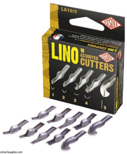 Essdee assorted set of 10 precision Lino Cutters, featuring high-carbon steel for fine detail and durability in printmaking.