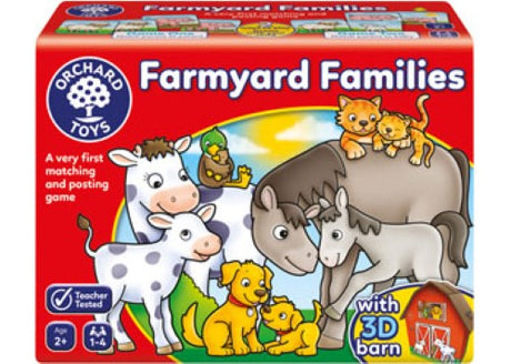 Engaging matching game for preschoolers where children pair farm animals with their babies and post them into a 3D barn.