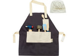 Wooden Chef Set with utensils, pots, and ingredients for imaginative cooking play, promoting creativity and eco-friendly values.