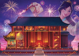 A colorful 1000-piece puzzle featuring Mulan's majestic castle, designed for Disney fans and puzzle lovers aged 12 and up.