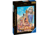 Ravensburger's Rapunzel 1000pc puzzle featuring her iconic tower with vibrant artwork and intricate details for family fun.