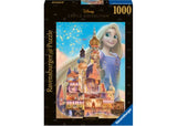 Ravensburger 1000pc puzzle featuring Rapunzel's iconic tower in vibrant colors and intricate details for Disney fans.