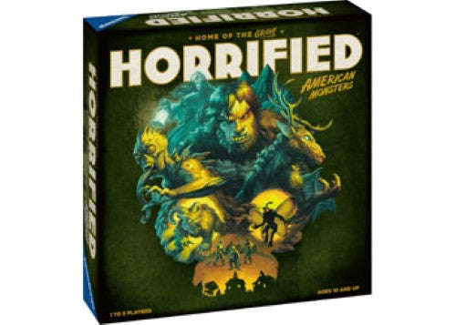 Ravensburger's Horrified Monsters board game featuring iconic horror creatures like Dracula and Frankenstein for 1-5 players.