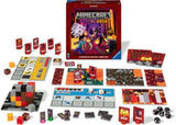 Board game featuring vibrant Minecraft graphics, interlocking tiles, and customizable portals for dynamic family fun.