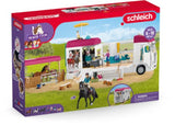 Schleich Horse Transporter featuring a detailed truck and trailer for imaginative equestrian adventures and animal care play.