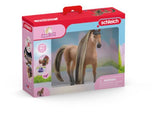Realistic Akhal-Teke Stallion figurine with a shimmering golden coat, perfect for collectors and imaginative play.
