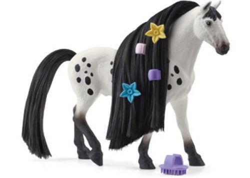 Stunning Schleich Knabstrupper Stallion figurine with a unique spotted coat, ideal for collectors and imaginative play.