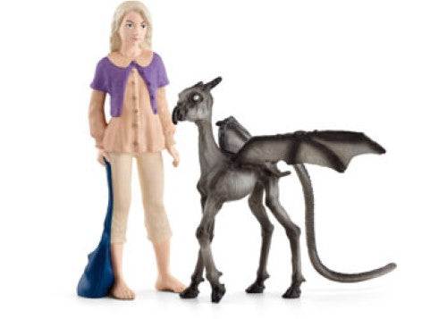 Luna Lovegood stands with her Baby Thestral, inspiring magical play in the enchanting Wizarding World.