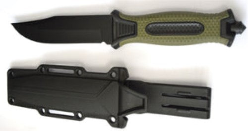 Durable 247mm hunting knife with ergonomic handle and scabbard for secure storage, ideal for outdoor enthusiasts and hunters.