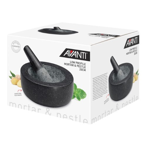 Low Profile Mortar and Pestle - AVANTI Black (20cm)