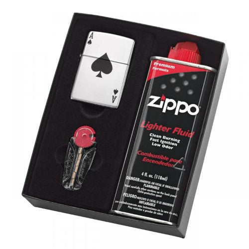 Zippo Lucky Ace Lighter With Fluid And Flints