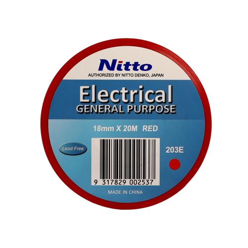 Nitto 203E Electrical Tape 18mm x 20m Red  - Pack of 10 Rolls