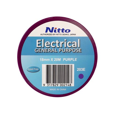 Nitto 203E Electrical Tape 18mm x 20m Purple  - Pack of 10 Rolls