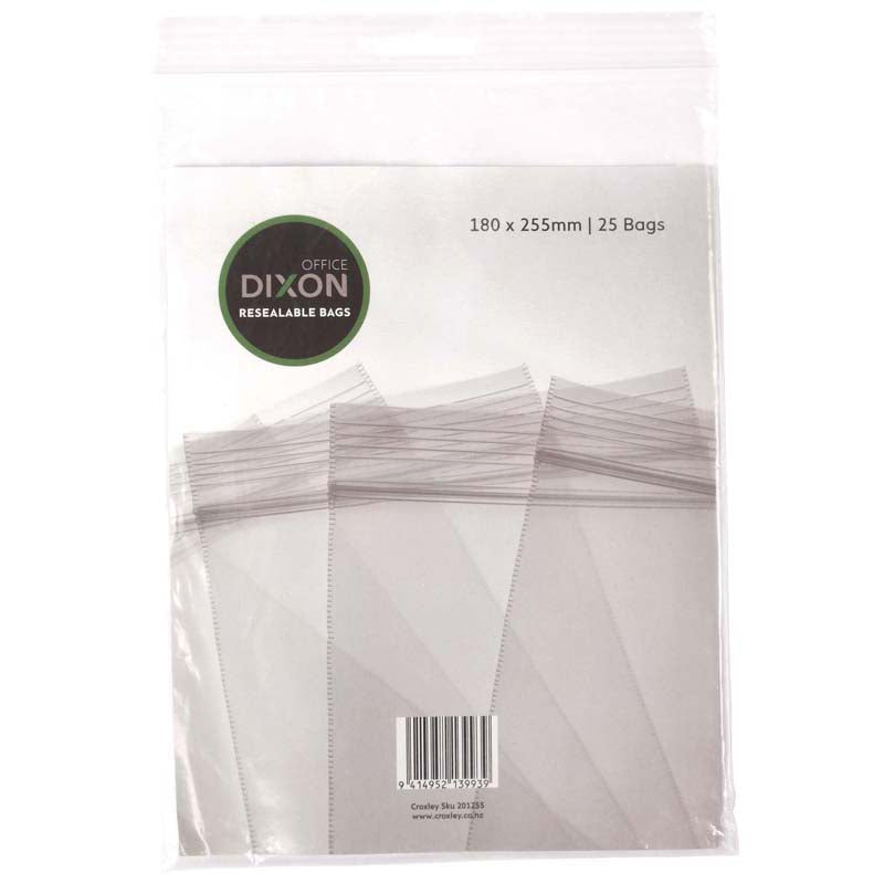 Dixon Resealable Bags Pack 25 180x255mm