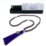Mala Beads - Amethyst with Crown Chakra Charm (70cm)