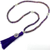 Mala Beads - Amethyst with Crown Chakra Charm (70cm)
