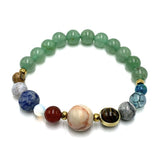 Aventurine Solar System Bracelet (7cm) featuring planet-representing beads for elegance, grounding energy, and cosmic style.