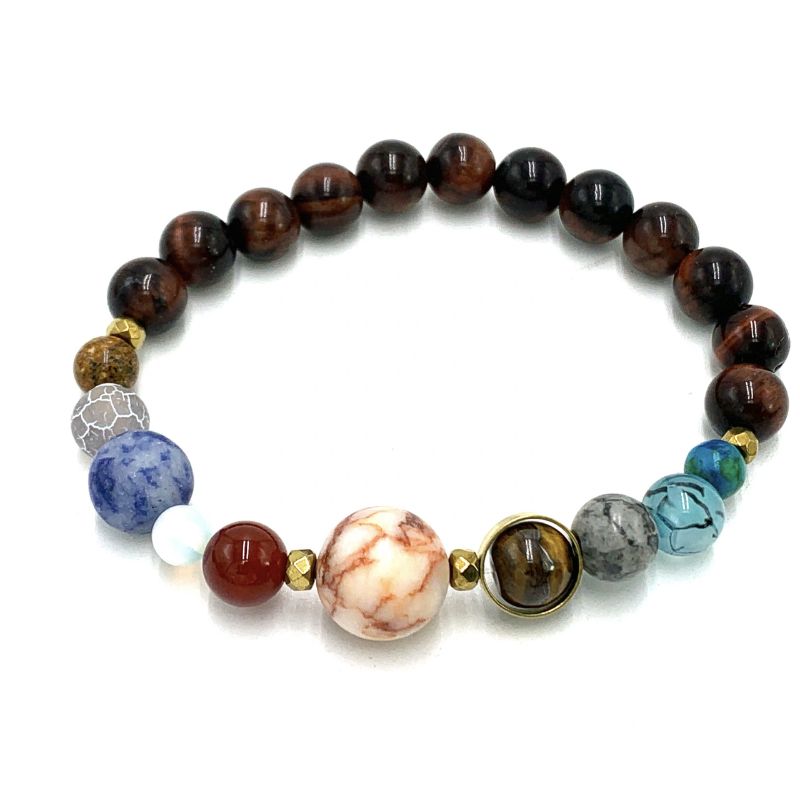 Red Tiger Eye Solar System Bracelet (7cm) featuring polished red stones for style and protective energy.