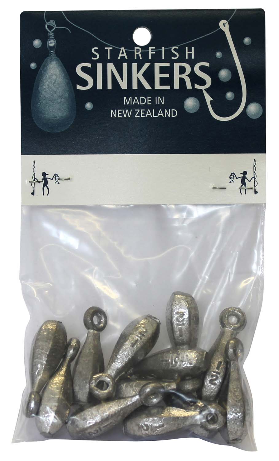 Starfish Reef Sinker Packet 1/2oz: sleek, versatile sinkers for precise bait placement in water, ideal for dropper rigs.