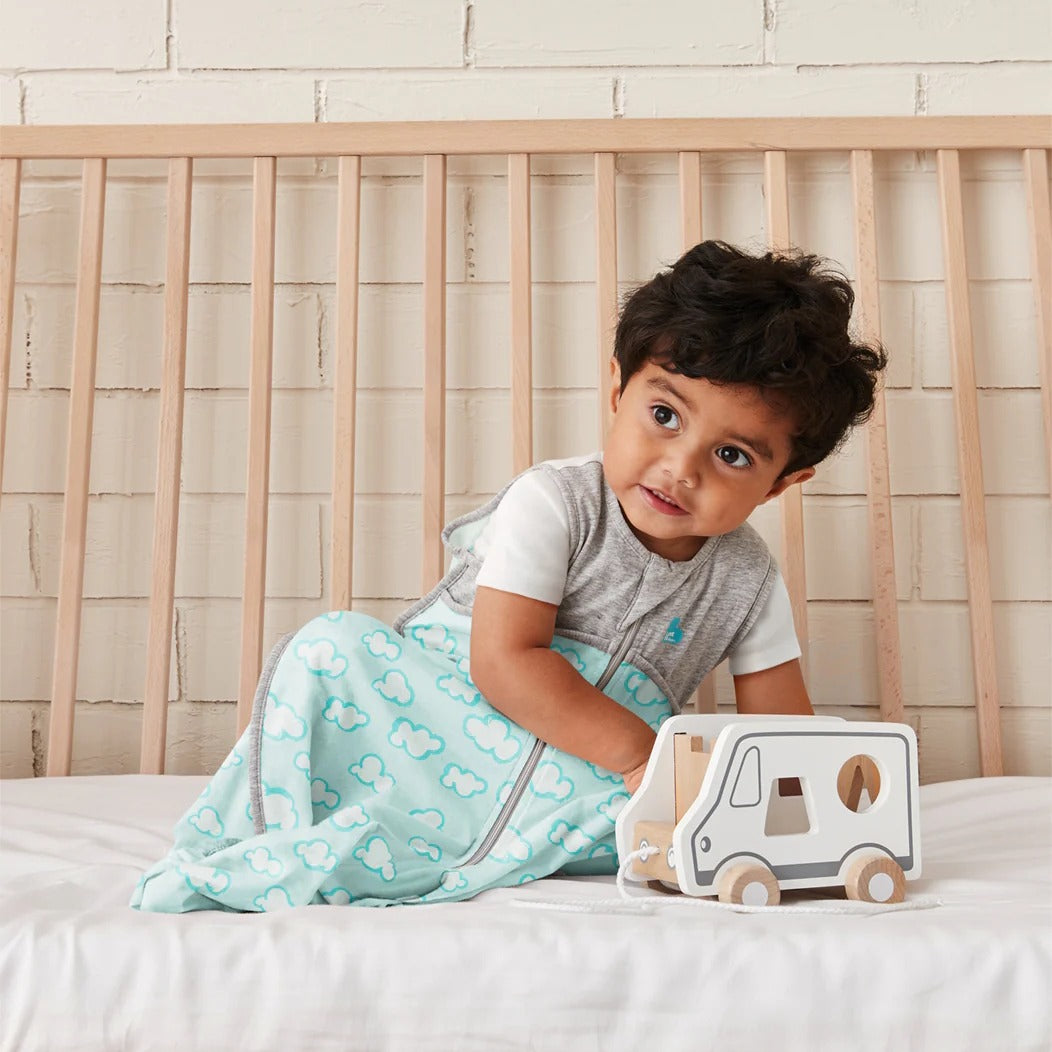 Love to Dream Sleep Bag Organic Lite 0.2 TOG - Clouds Turquoise - 18-36 months
