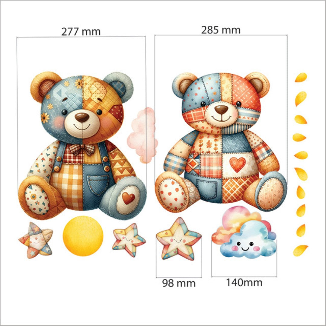 Charming brown teddy bear wall decal, eco-friendly and repositionable, perfect for enhancing nursery or playroom decor.