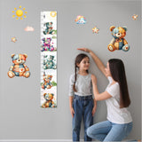 Patchwork Teddy Bear fabric wall decal in brown, eco-friendly, repositionable, perfect for child’s room decor.