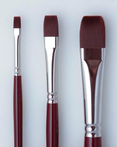 Long-handled Artist Brush - As 1500 with deep red synthetic fibers, perfect for bold strokes in oil and acrylic painting.