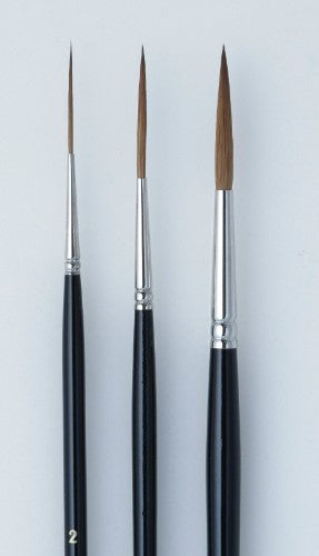 Artist Brush - As Pure Sable Liner 4 with long pure sable hair, black handle, and nickel ferrule for precision painting.